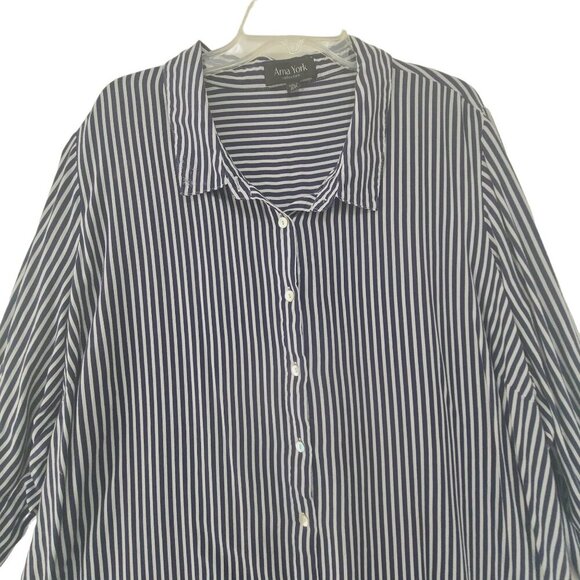Arna York Women's Long Sleeve Button Down Shirt Striped Size 22/24 - Picture 3 of 8
